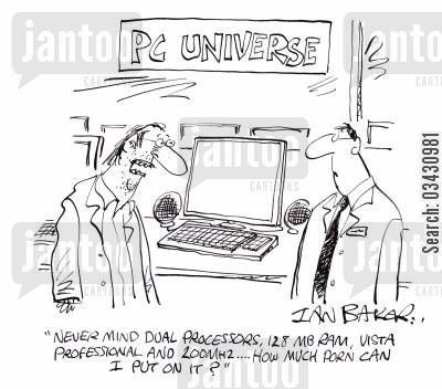'Never mind dual processors, 128 MB ram, vista professional, and 200MHZ...How much porn can I put on it?'